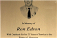 Plaque In Memory of Ron Edson who started the Center