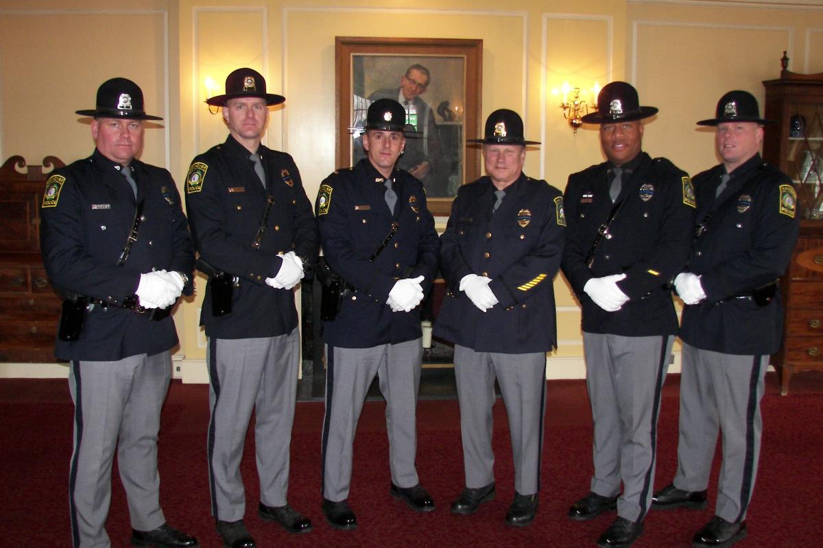 MPO Paulsen, Detective Bates, Lieutenant Evans, Chief Giaccone, Officer Patterson, MPO Fleury