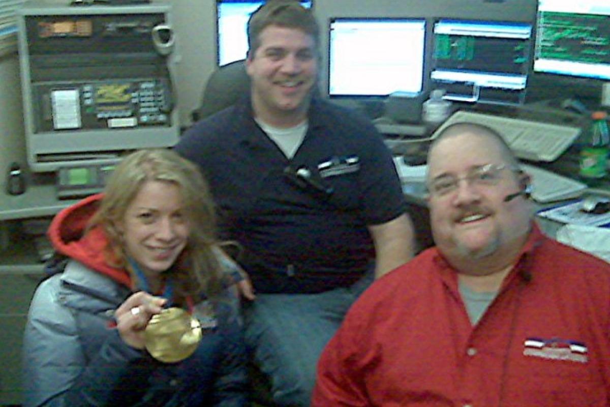 Olympic Gold Medalist Hannah Kearney dropped by the Communications Center