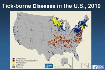 Map of Tick-Borne Diseases in the U.S., 2010